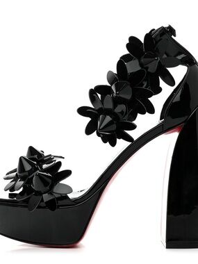 CHRISTIAN LOUBOUTIN Patent Daisy Spikes Alta 130 Platform Sandals